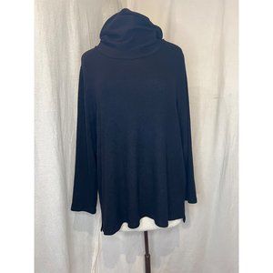 Bobeau NWT women's 1X Black Top Long Sleeve Cowneck with built in Face Cover